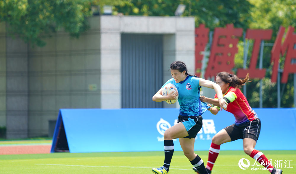 “韻味杭州”2023年全國英式7人制橄欖球錦標賽開賽。人民網記者 郭揚攝