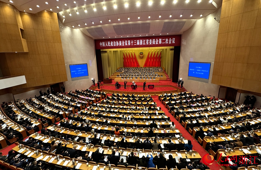 1月22日，浙江省政協十三屆二次會議在杭州開幕。人民網 陳陸洵攝