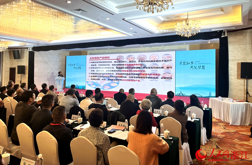 劉東紅闡述未來云和雪梨產業發展方向。