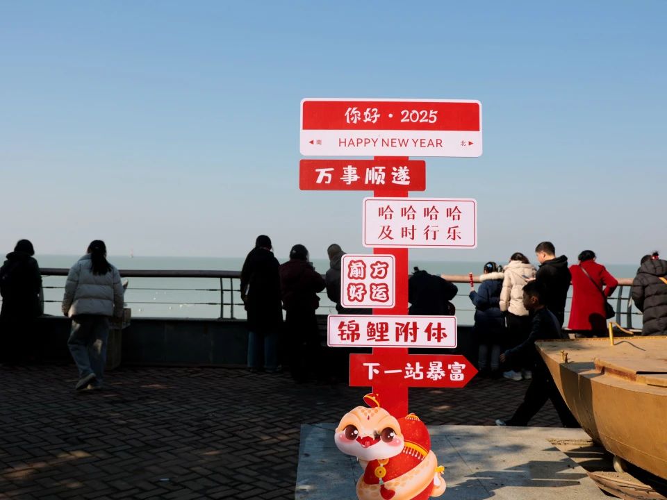 姥山島“靈蛇迎新春”。中廟街道供圖