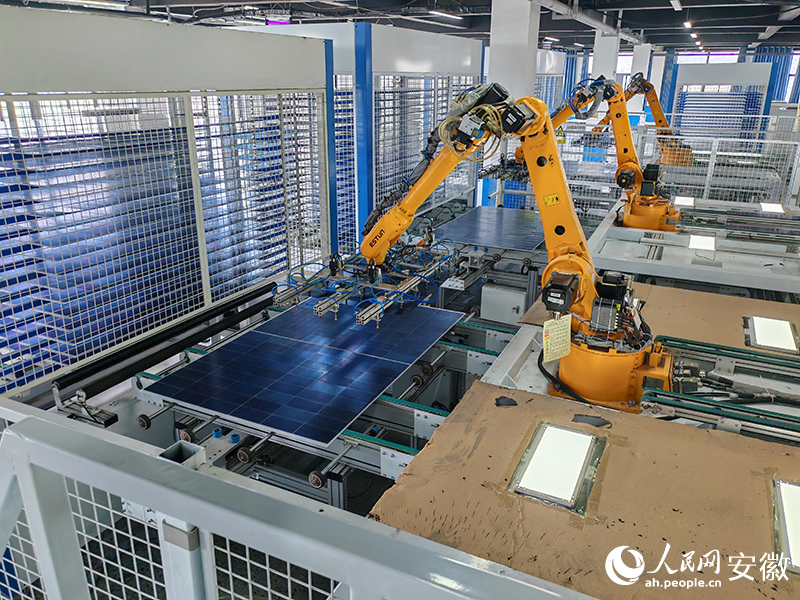 機械手排列光伏片。人民網 丁紀攝