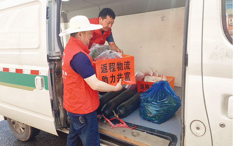 配送人員將高山蔬菜搬上車。余李琦攝