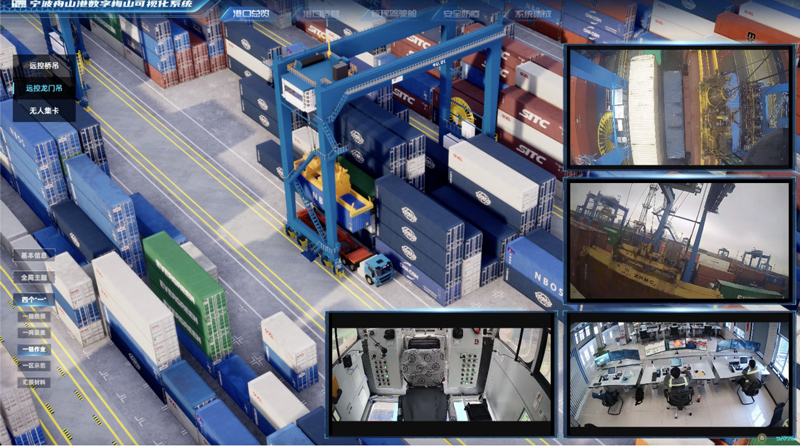 借助“雙芯大腦”，將港口作業實景“搬”到了大屏上。寧波舟山港集團供圖